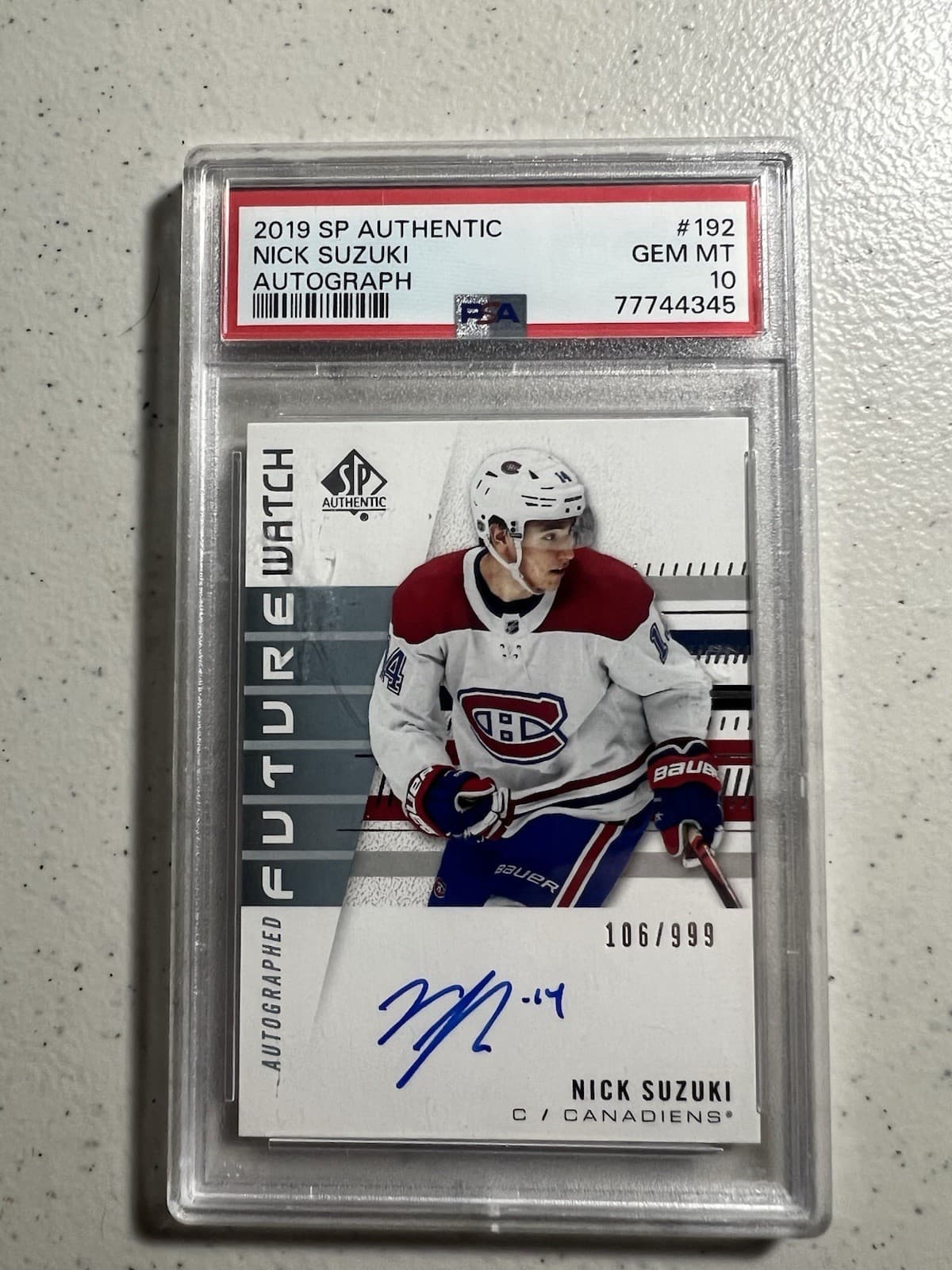 2019-20 SP Authentic - Autographed Future Watch Rookies Nick Suzuki PSA 10 /999