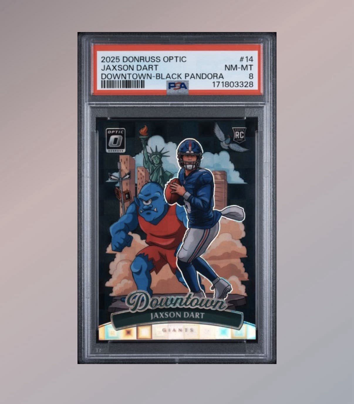 2025 Panini Donruss Opticdowntown Downtown-Blackpandora Jaxson Dart Psa 8