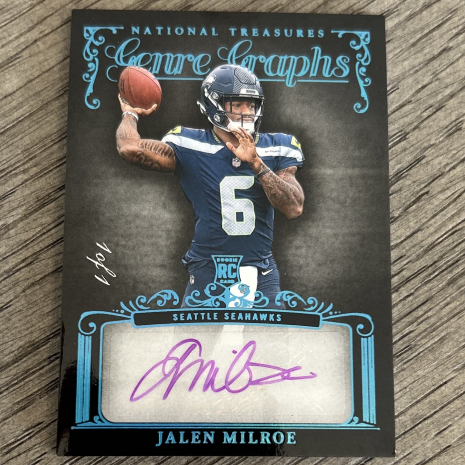 Panini Genre Graphs Jalen Milroe Auto 1/1 Rookie Seattle Seahawks