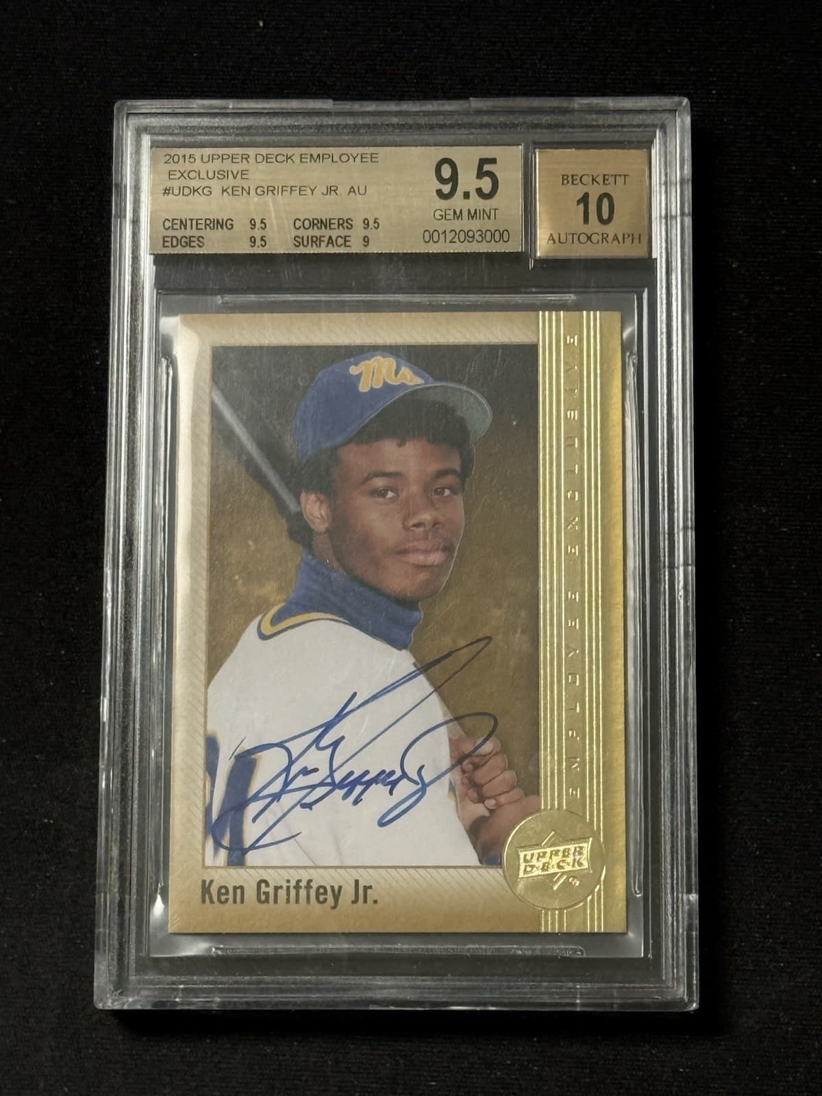 2015 Upper Deck Employee Auto Card #AU-KG Ken Griffey Jr AUTO BGS 9.5 Auto 10
