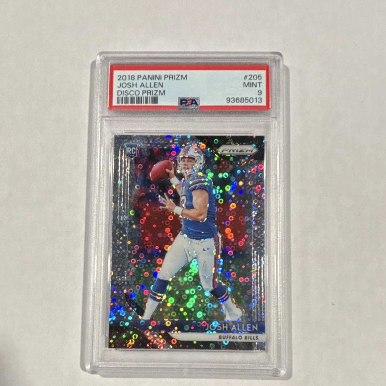 Panini Prizm 2018 Josh Allen #205 Disco Prizm Rookie PSA 9 Buffalo Bills