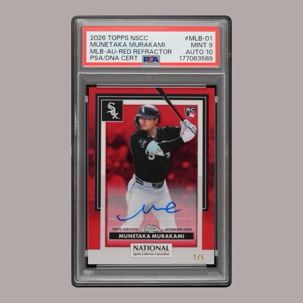 2026 Topps Chrome Munetaka Murakami Rookie RC Red PSA 10 Auto #1/5 First Print