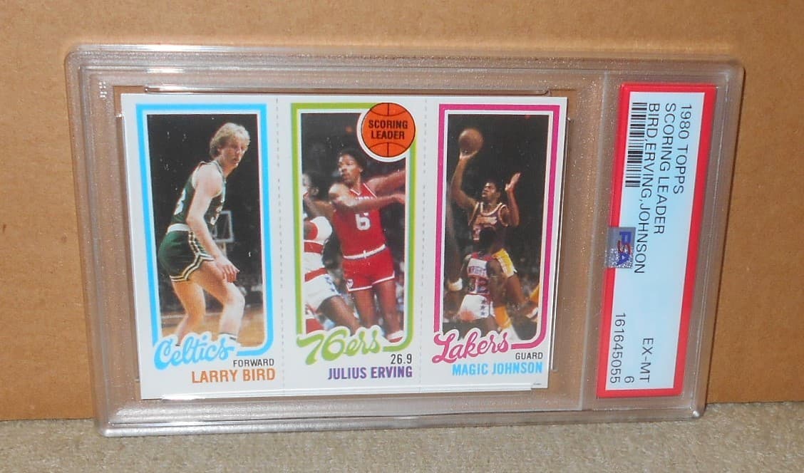 Vintage 1980-81 Topps Basketball Bird Erving Johnson Scoring Leader RC PSA 6