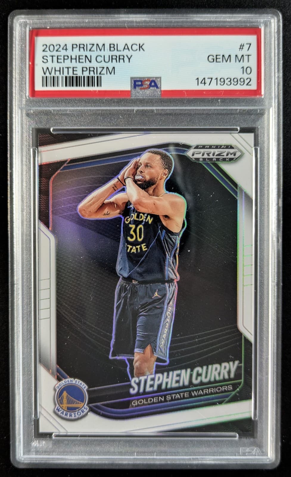 2024-25 Panini Prizm Black STEPHEN CURRY 136/175 True White NightNight #7 PSA 10
