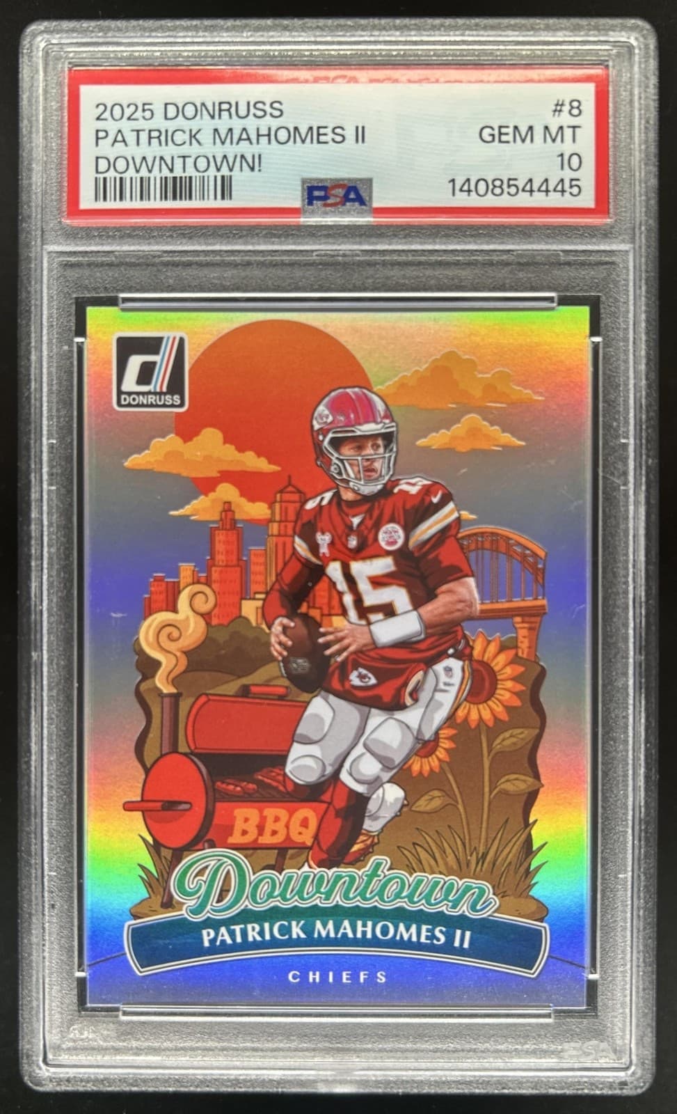 2025 Panini Donruss Patrick Mahomes Downtown! SP #8 Chiefs PSA 10 GEM MINT