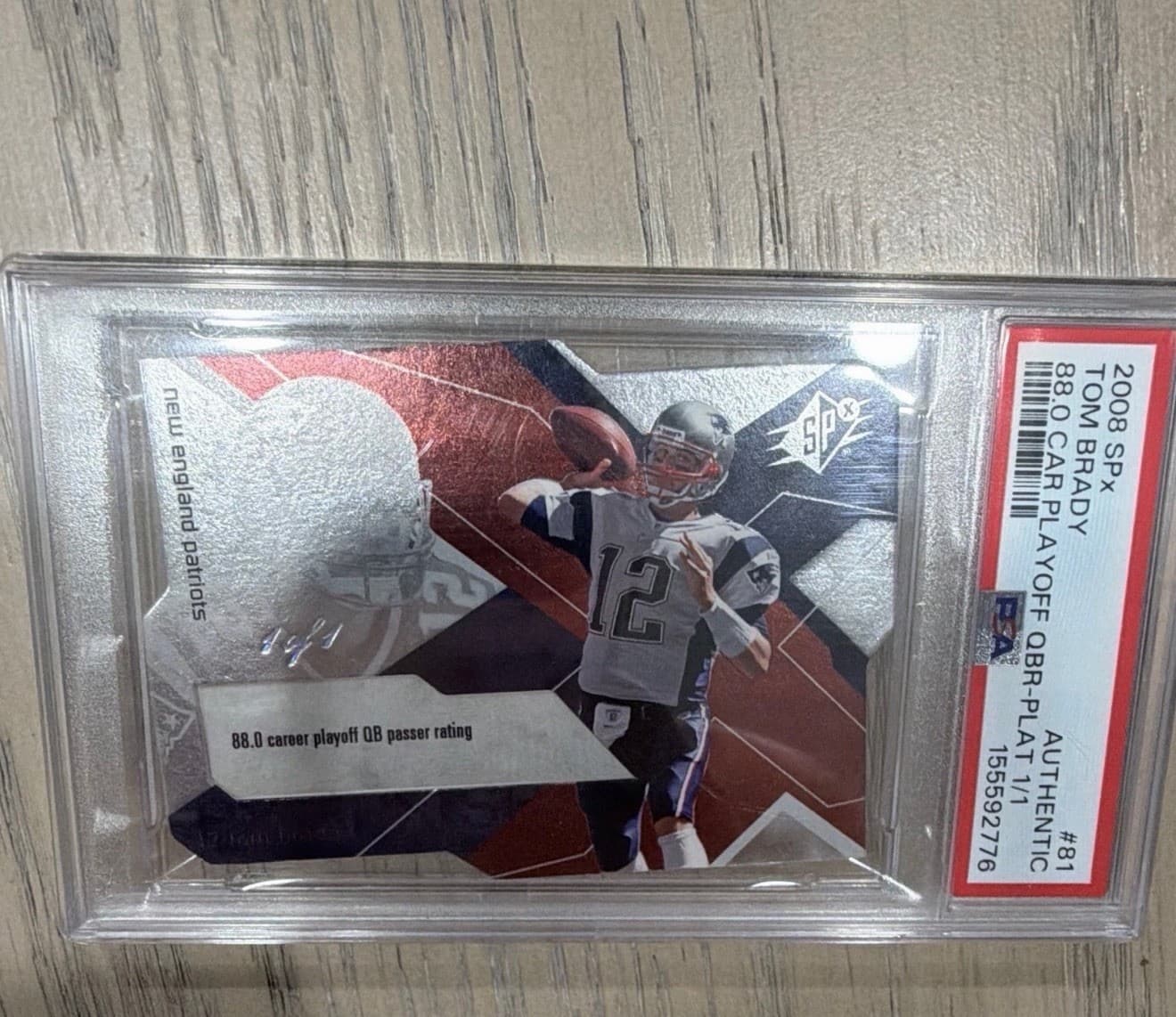 2008 SPx Tom Brady #81 Platinum 1/1 ONE OF ONE! PSA Authentic