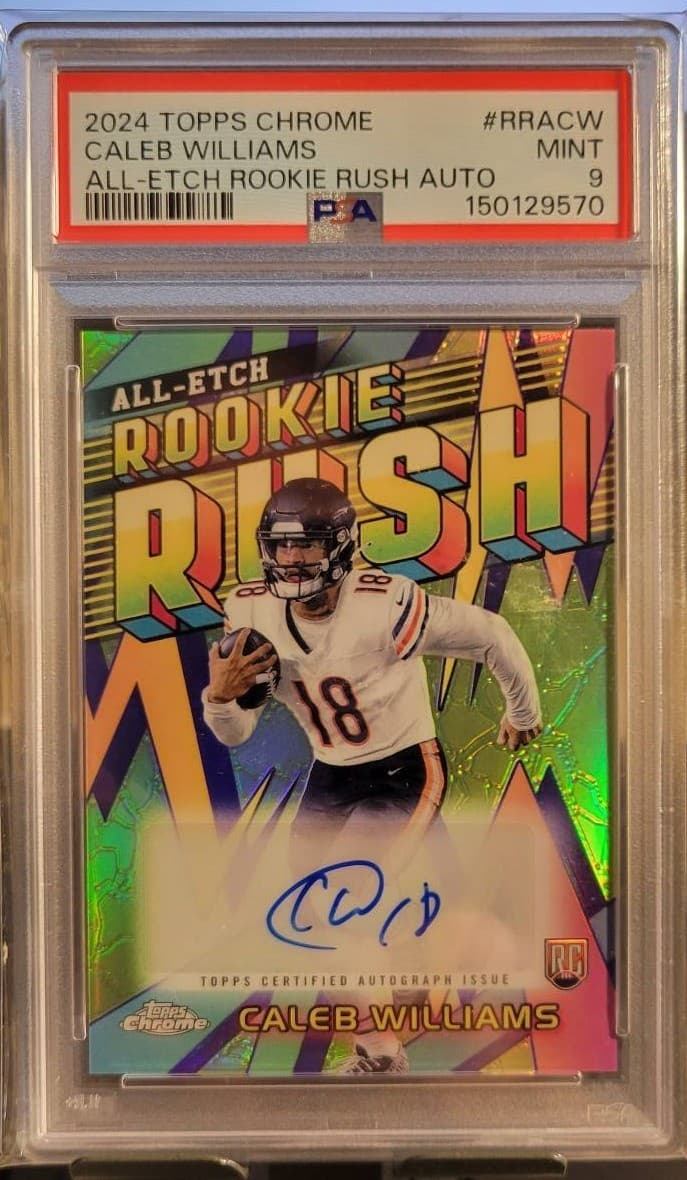 Caleb Williams - 2024 Topps Chrome All-Etch Rookie Rush Auto Refractor - PSA 9