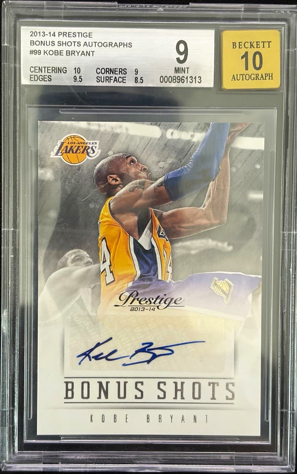Panini 2013-14 Prestige Kobe Bryant Bonus Shots Auto #99 BGS 9 Auto 10 🔥 🔥