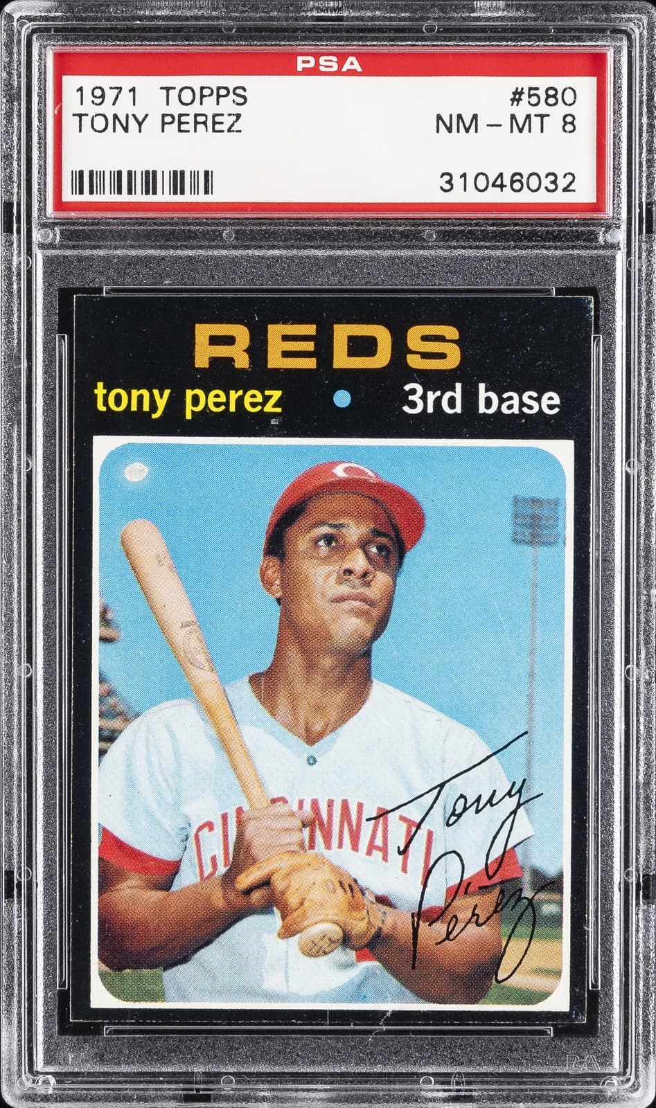 1971 TOPPS #580 TONY PEREZ PSA 8