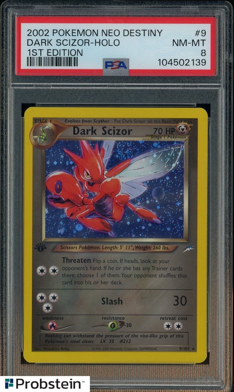 2001 Pokemon Neo Destiny 1st Edition #9 Dark Scizor Holo PSA 8 GEM MINT