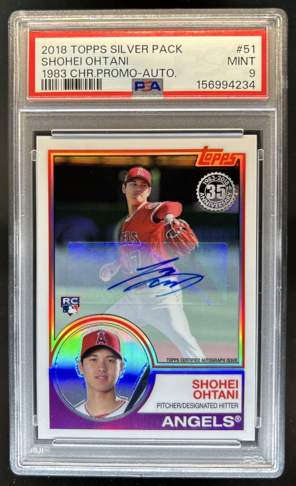 2018 Topps Silver Pack Chrome '83 Shohei Ohtani Rookie Auto RC #/25 PSA 9 Angels