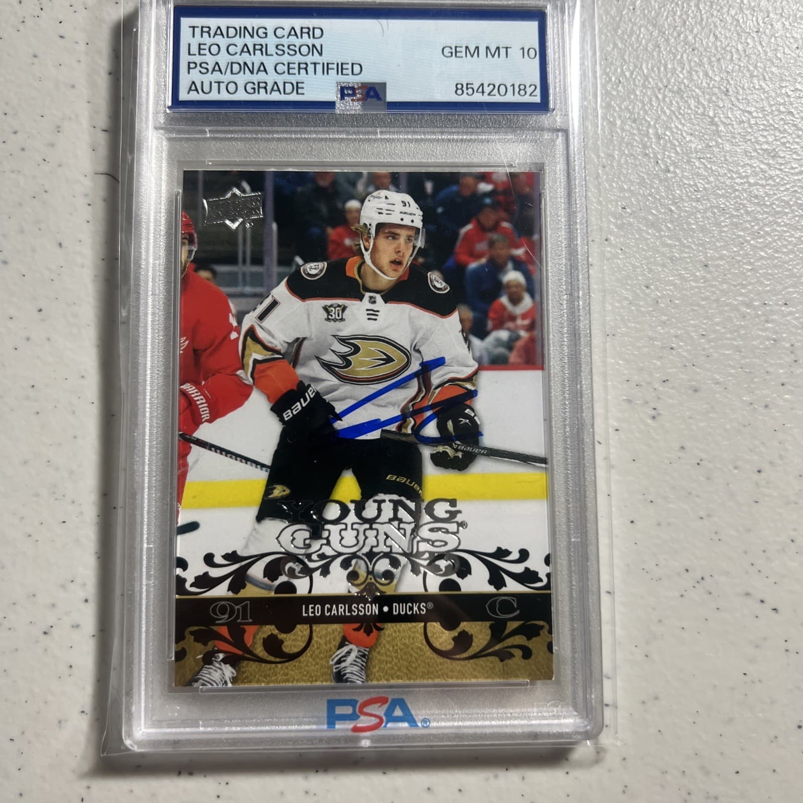 2023 Extended Series 2008-9 Upper Deck Retro Young Guns Leo Carlsson PSA 10 AUTO