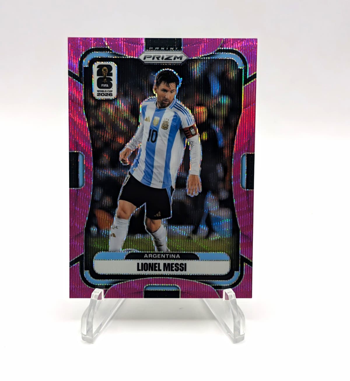 2026 Panini Prizm FIFA World Cup Lionel Messi #10 Fuchsia Wave Prizm /65