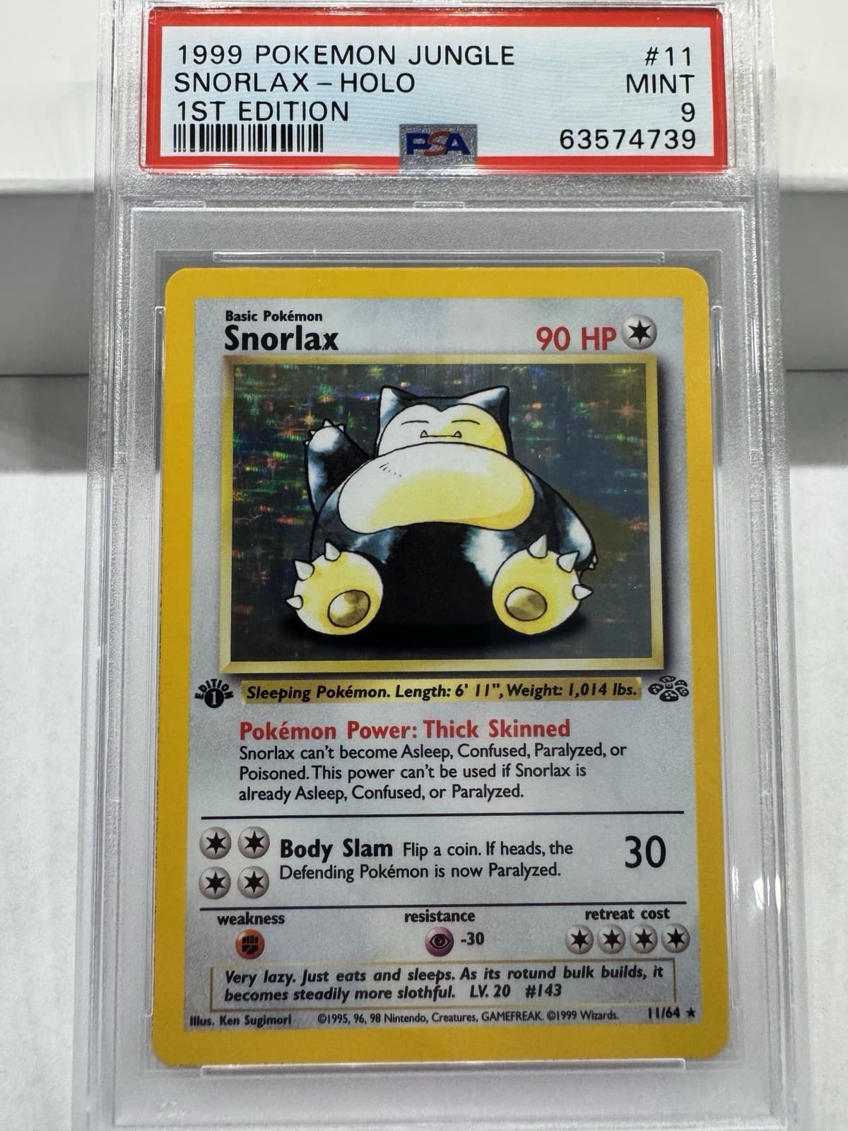 Pokemon 1999 Jungle Snorlax- Holo 1st Edition Psa 9 #11
