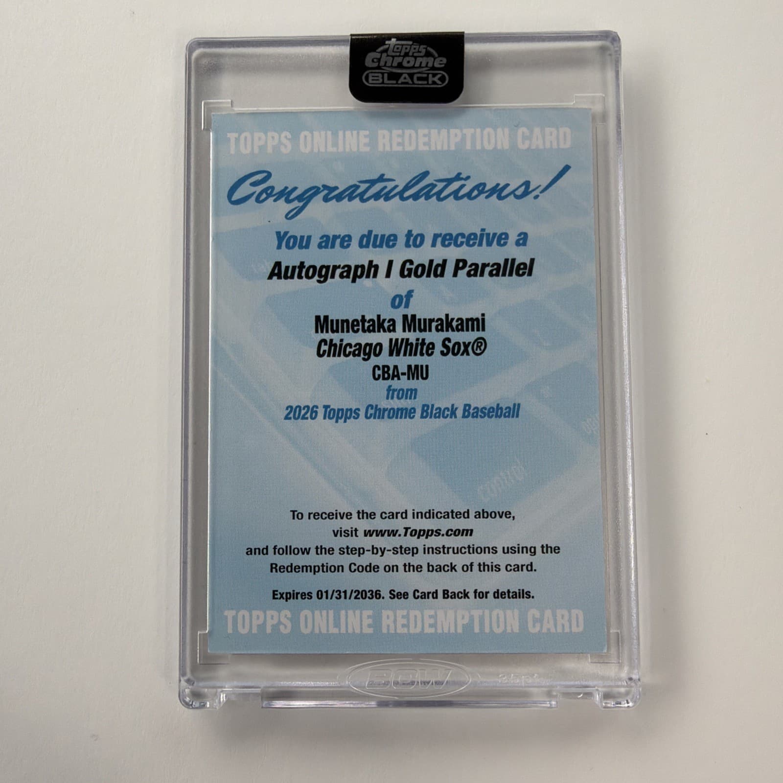 2026 Topps Chrome Black Munetaka Murakami Autograph I Gold /50 Redemption