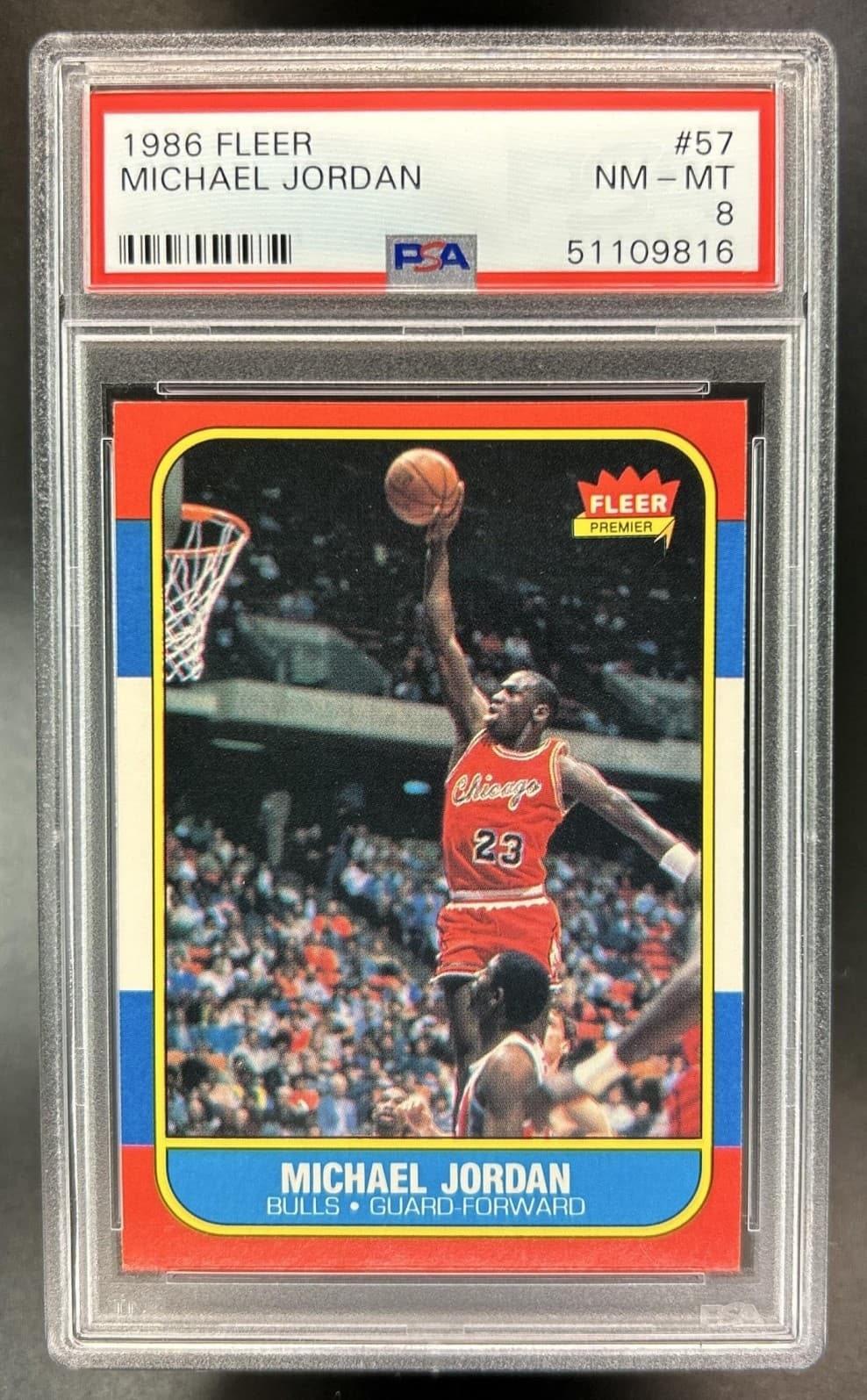 1986-87 Fleer Michael Jordan Rookie RC #57 Bulls PSA 8