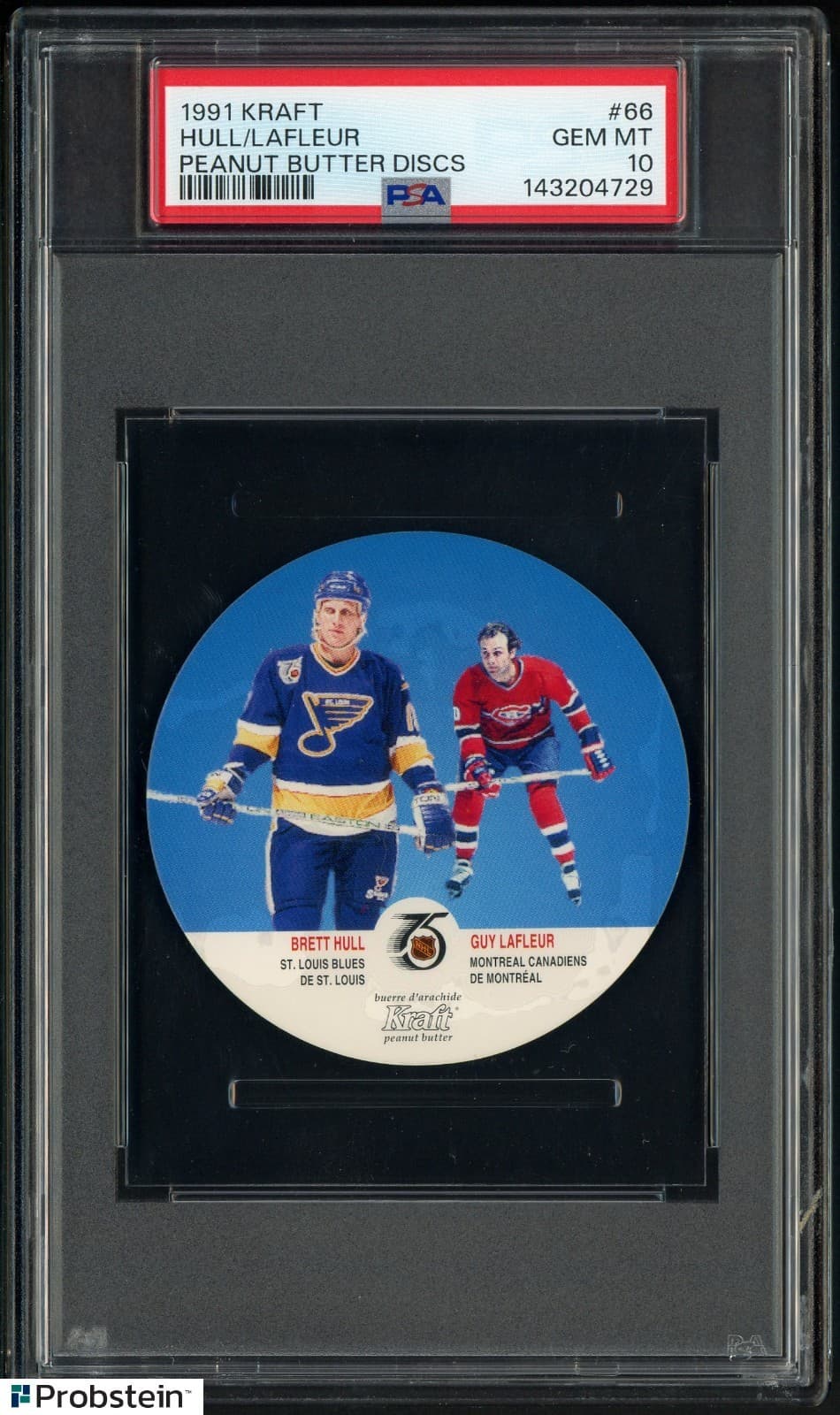 1991 Kraft Peanut Butter Discs Hockey #66 Brett Hull Guy LaFleur HOF PSA 10