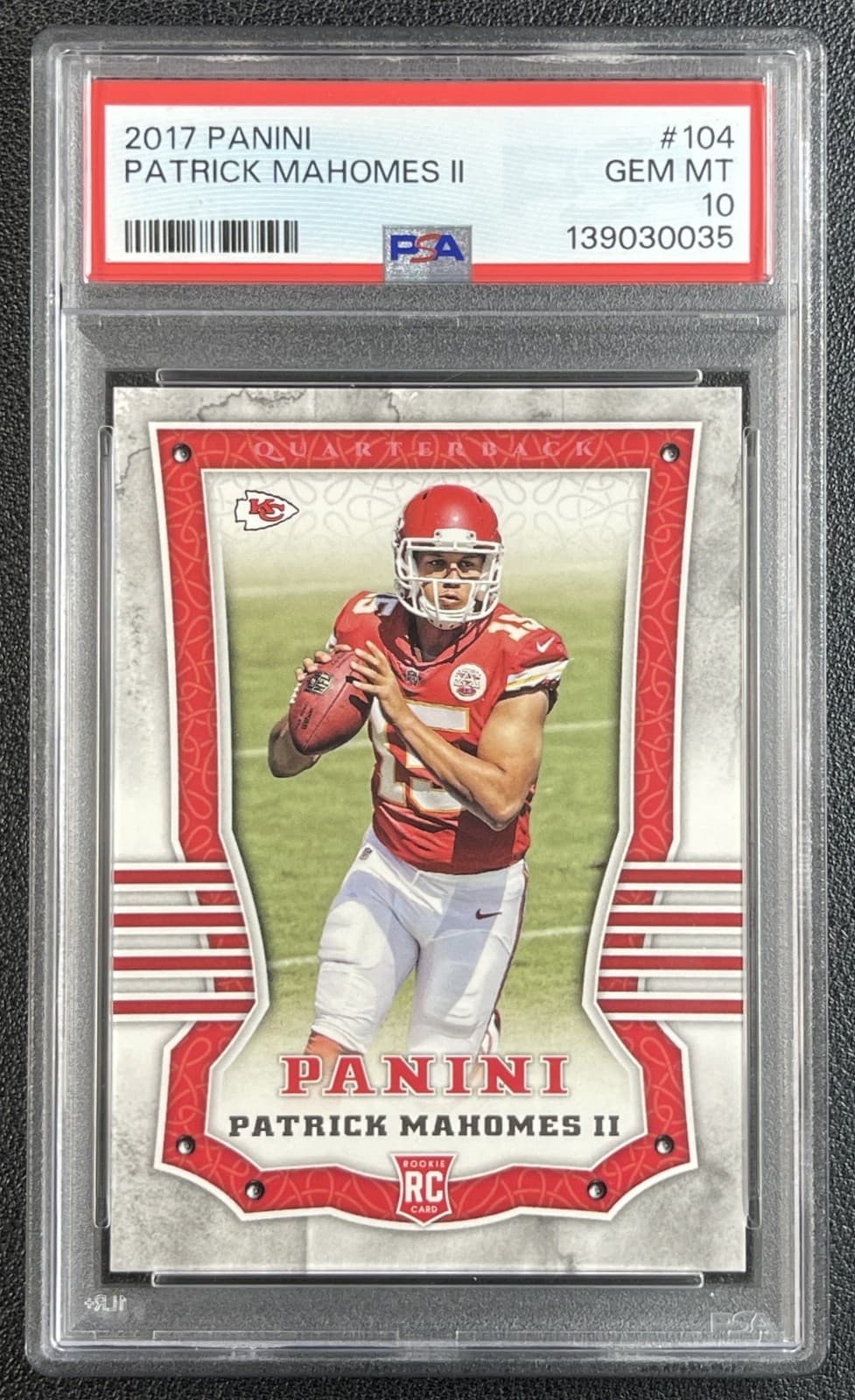 PATRICK MAHOMES II PSA 10 2017 PANINI #104 ROOKIE RC CHIEFS 0035