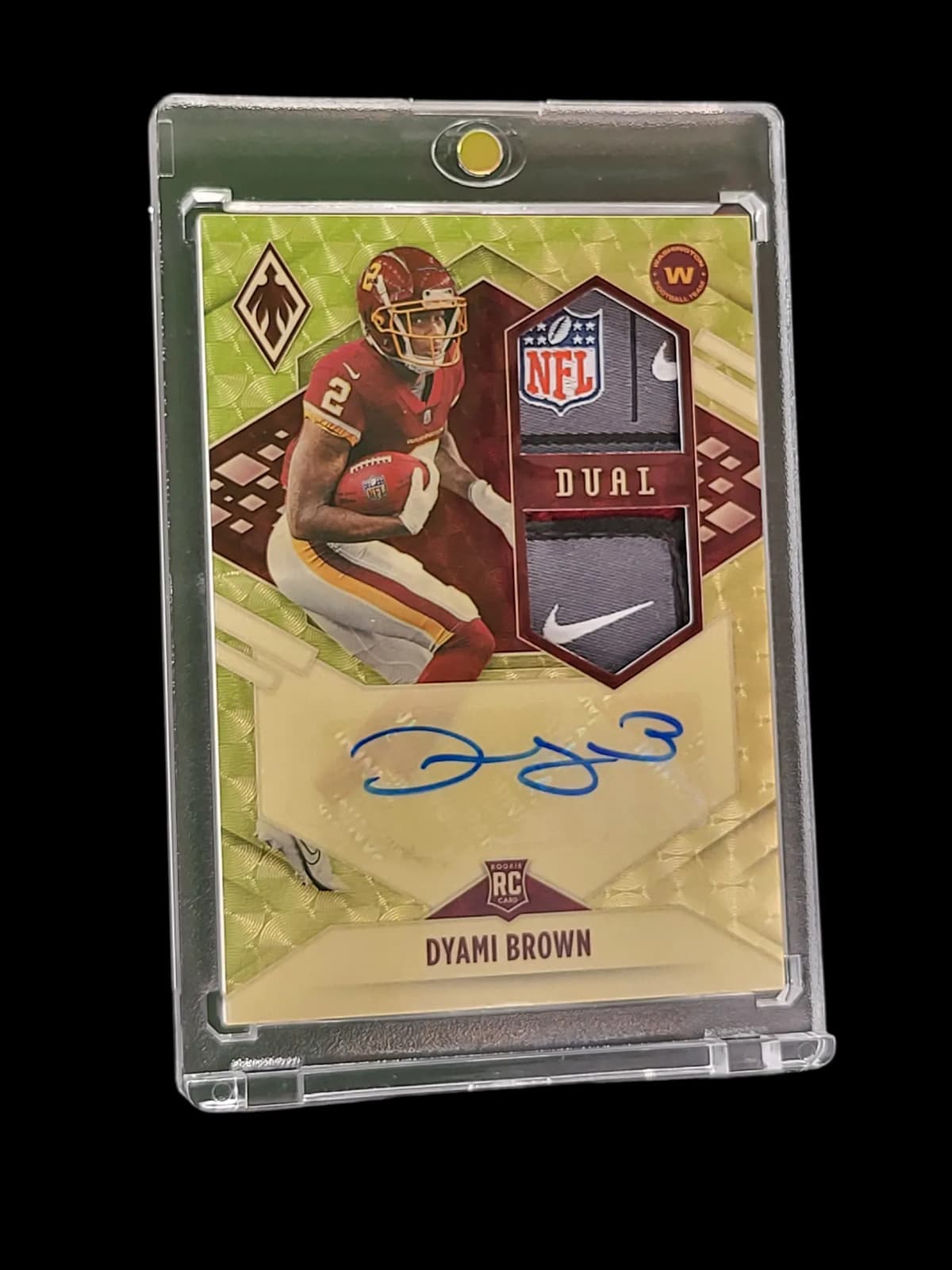 2021 Panini Phoenix Football Dyami Brown #RAD-DBR Dual Patch RC RPS Rookie Dual