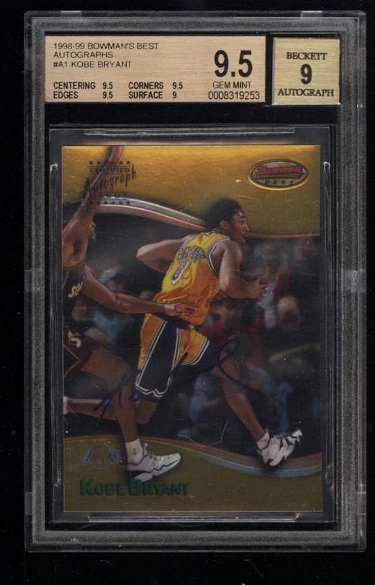 Topps 1998-99 Bowmans Best Autographs Kobe Bryant #A1 BGS 9.5 Auto 9
