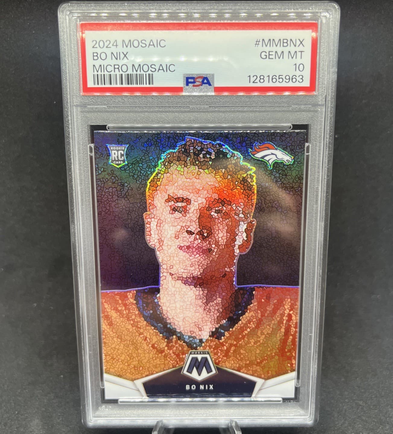 2024 Panini Mosaic #MMBNX Bo Nix Micro Mosaic PSA 10 Low Pop (RC,SSP) Case Hit!!
