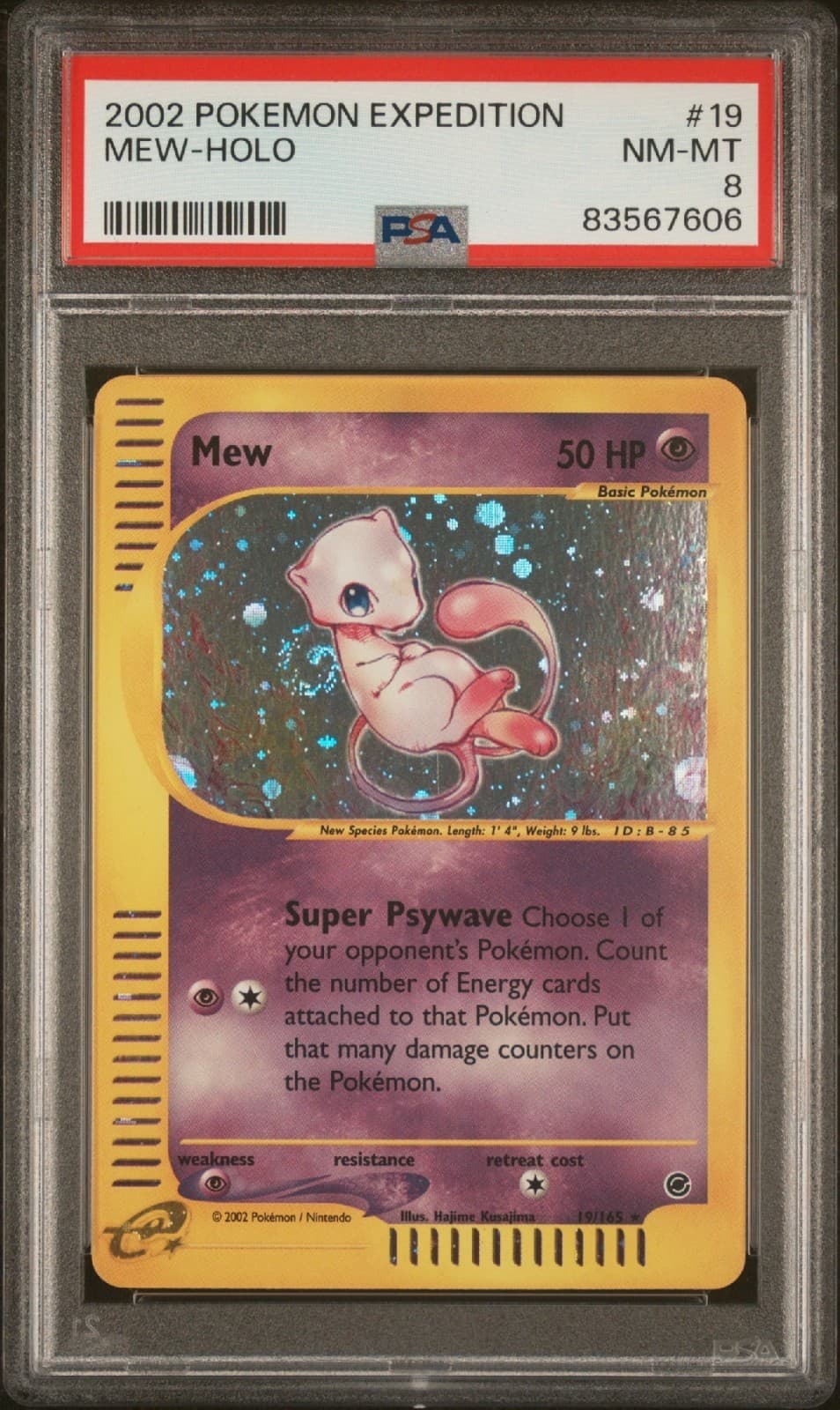2002 Pokemon Expedition Holo Mew #19 PSA 8 NM-MT - Swirl