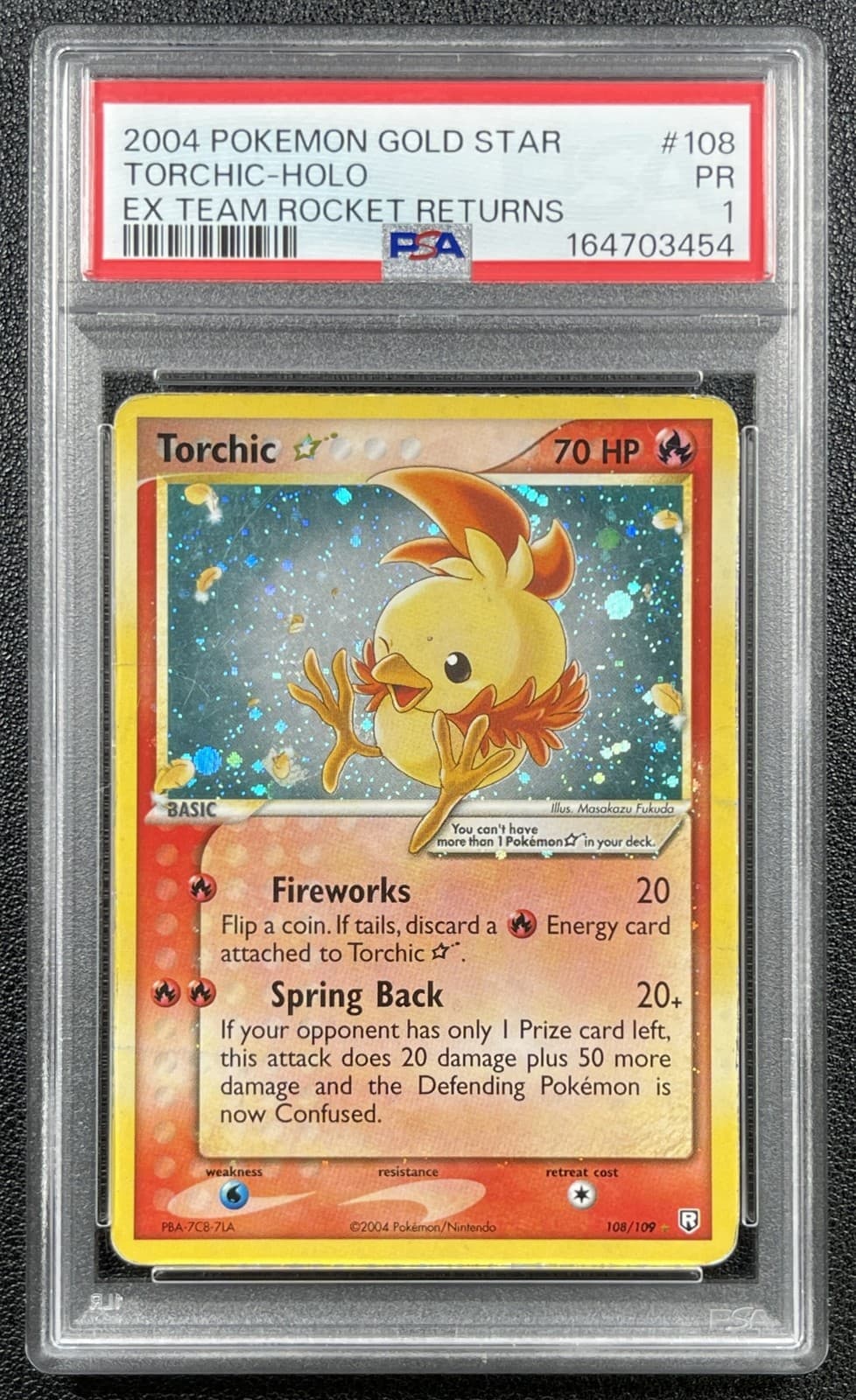Torchic Holo Gold Star Psa 1 2004 Pokemon Ex Team Rocket Returns #108/109 3454