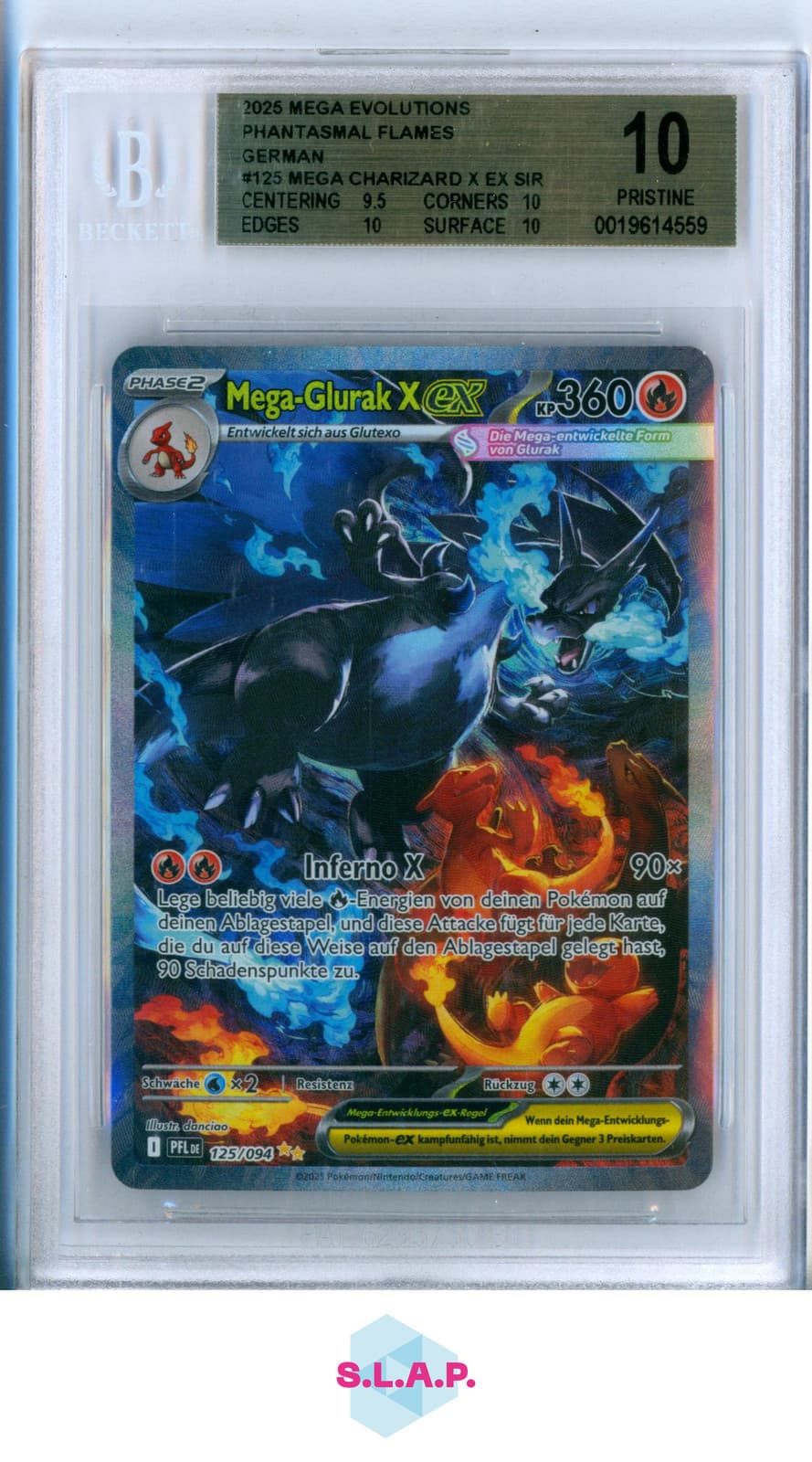 MEGA CHARIZARD X EX 2025 POKEMON MEGA EVOLUTIONS PHANTASMAL FLAMES DE 125 BGS 10