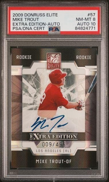2009 Panini Donruss Elite Mike Trout Rookie Extra Edition Auto /495 PSA 8