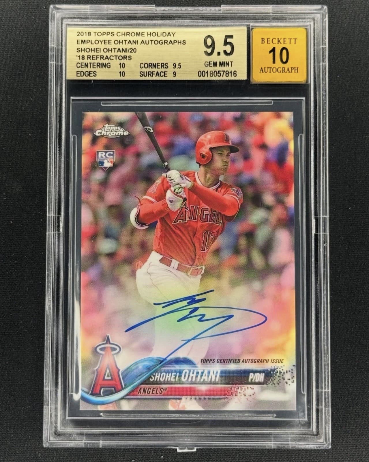 2018 Topps Chrome Holidayemployee Ohtani Autographsshohei Ohtani/20 18 Retractor
