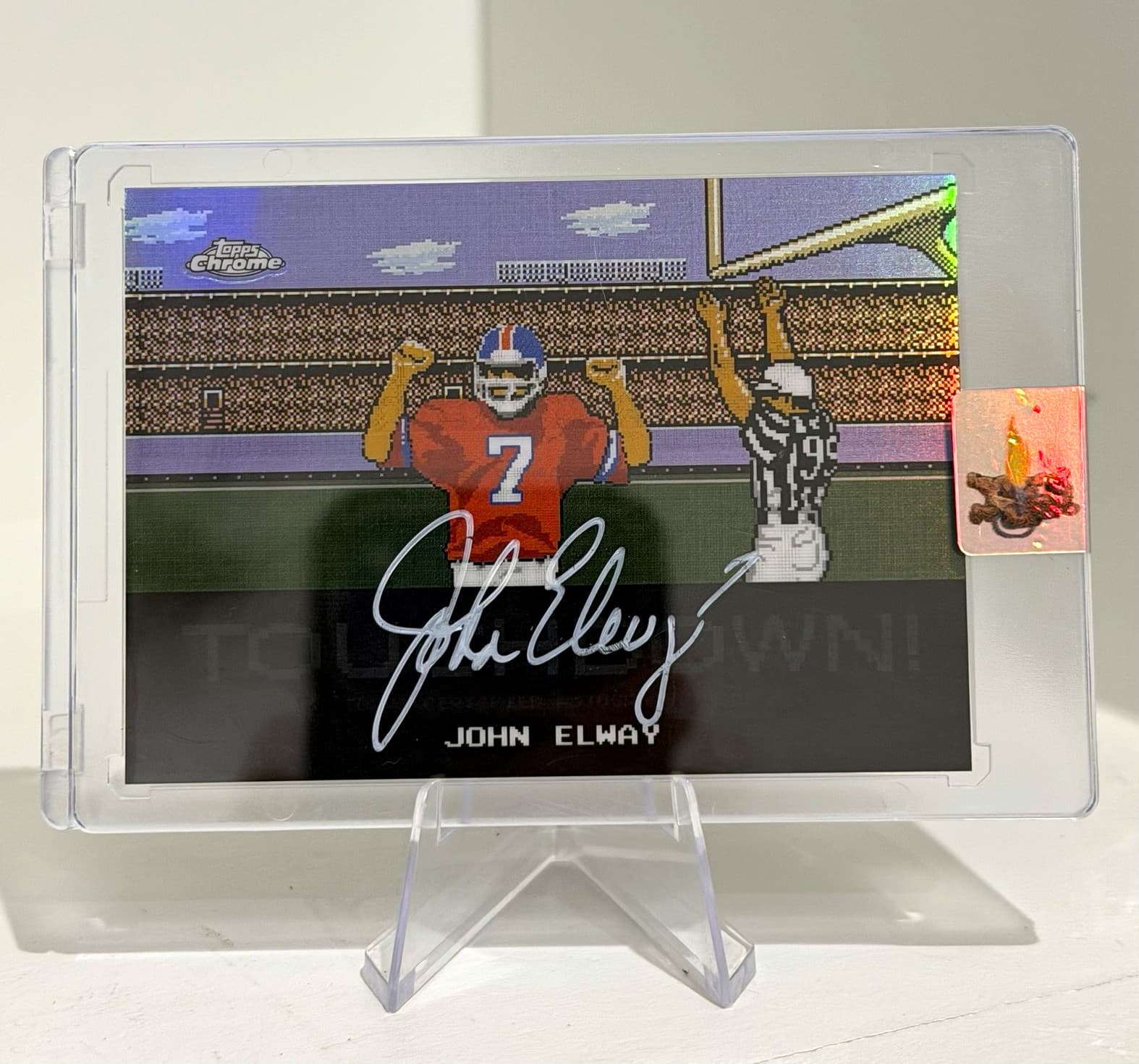 2025 Topps Chrome John Elway TA-JE Tecmo Super Bowl on card Auto