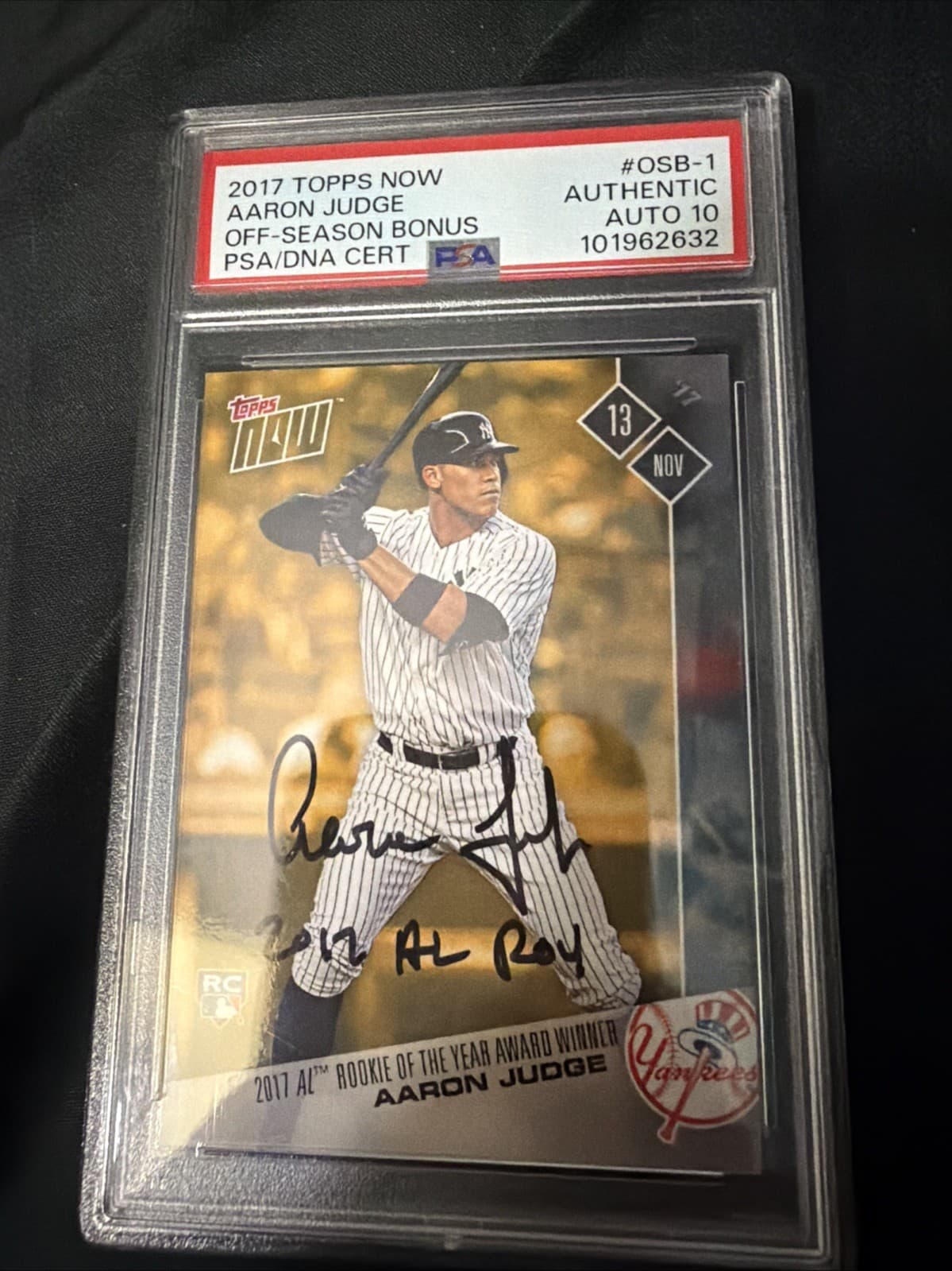 Aaron Judge Auto Rookie TOPPS Now 1/1 PSA 10 2017 AL ROY