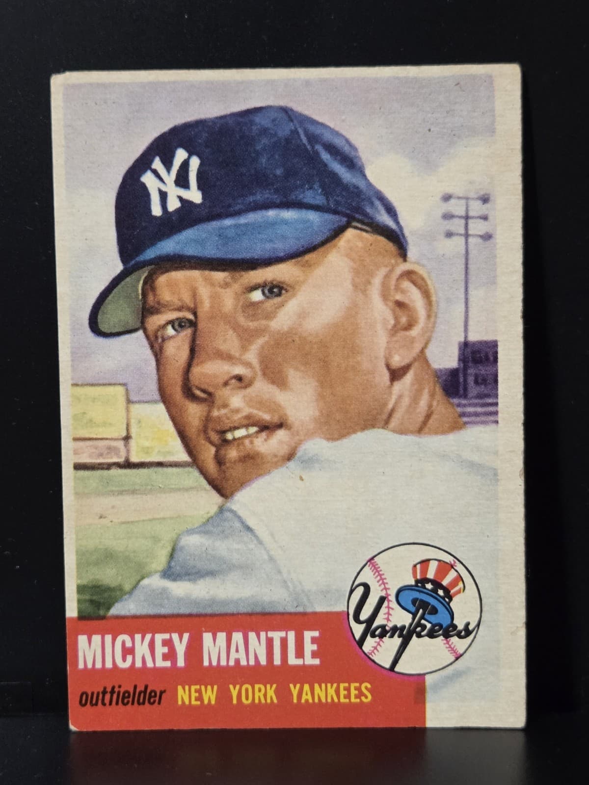 1953 topps baseball card 82 mickey mantle *trimmed*