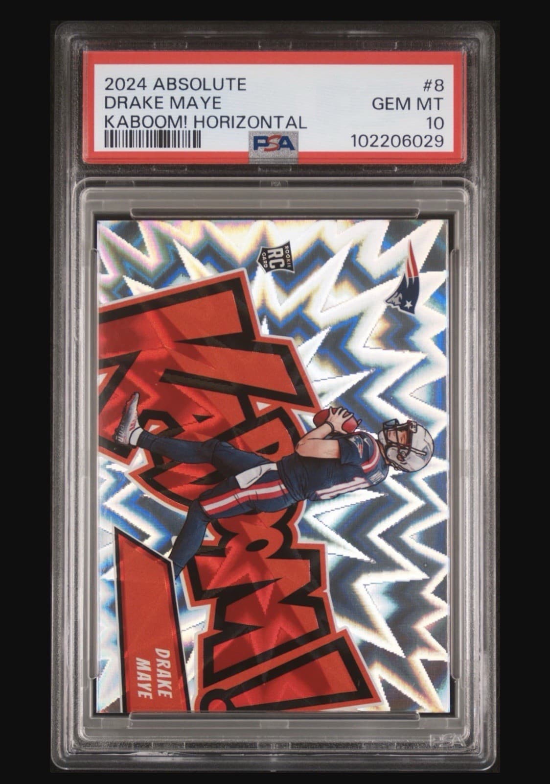 Panini 2024 Absolute Kaboom! Horizontal Drake Maye #8 Patriots RC PSA 10