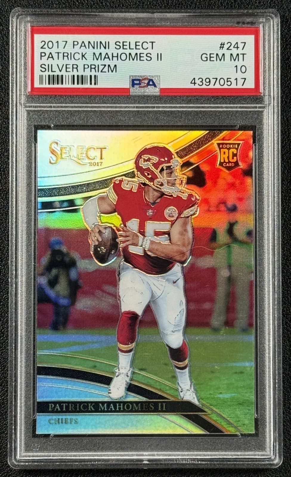 PATRICK MAHOMES PSA 10 2017 PANINI SELECT 247 ROOKIE SILVER PRIZM FIELD LEVEL RC