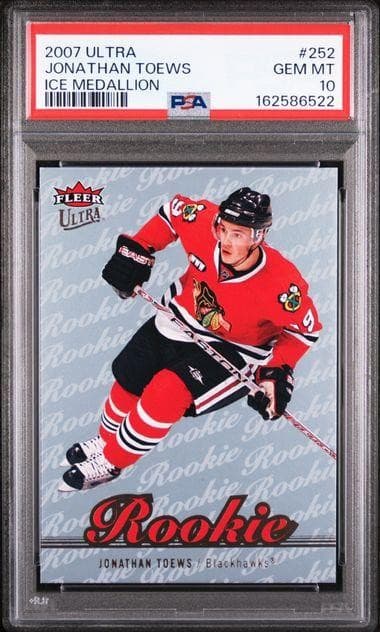 2007 Fleer Ultra Jonathan Toews Ice Medallion Rookie /100 #252 PSA 10