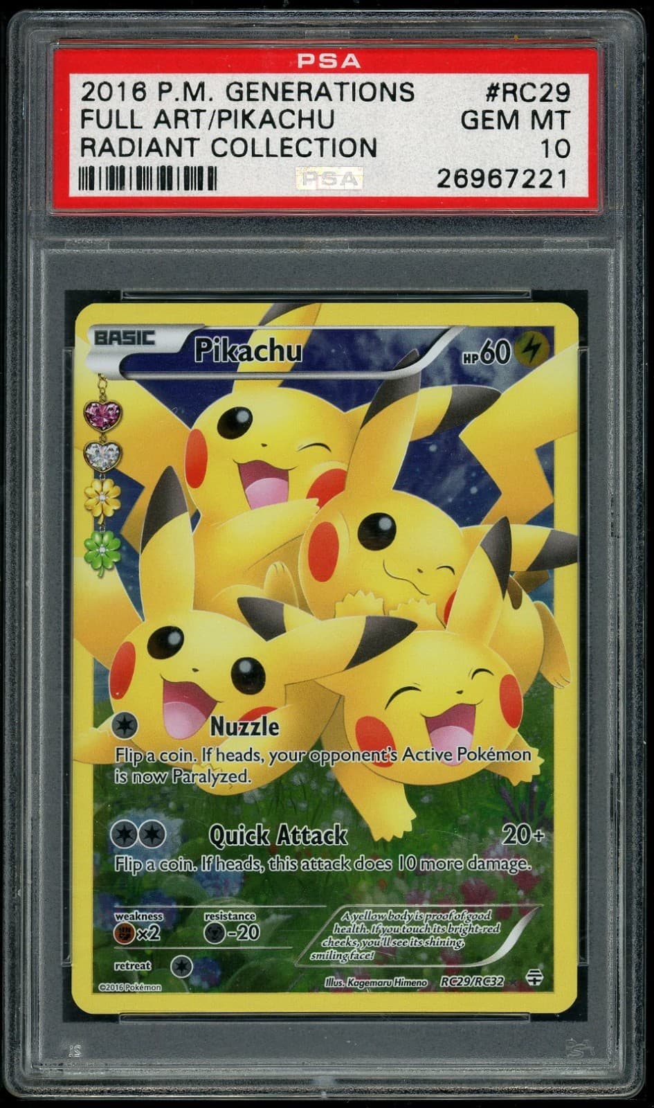 POKEMON FA/PIKACHU 2016 XY GENERATIONS RADIANT COLLECTION #RC29 PSA 10