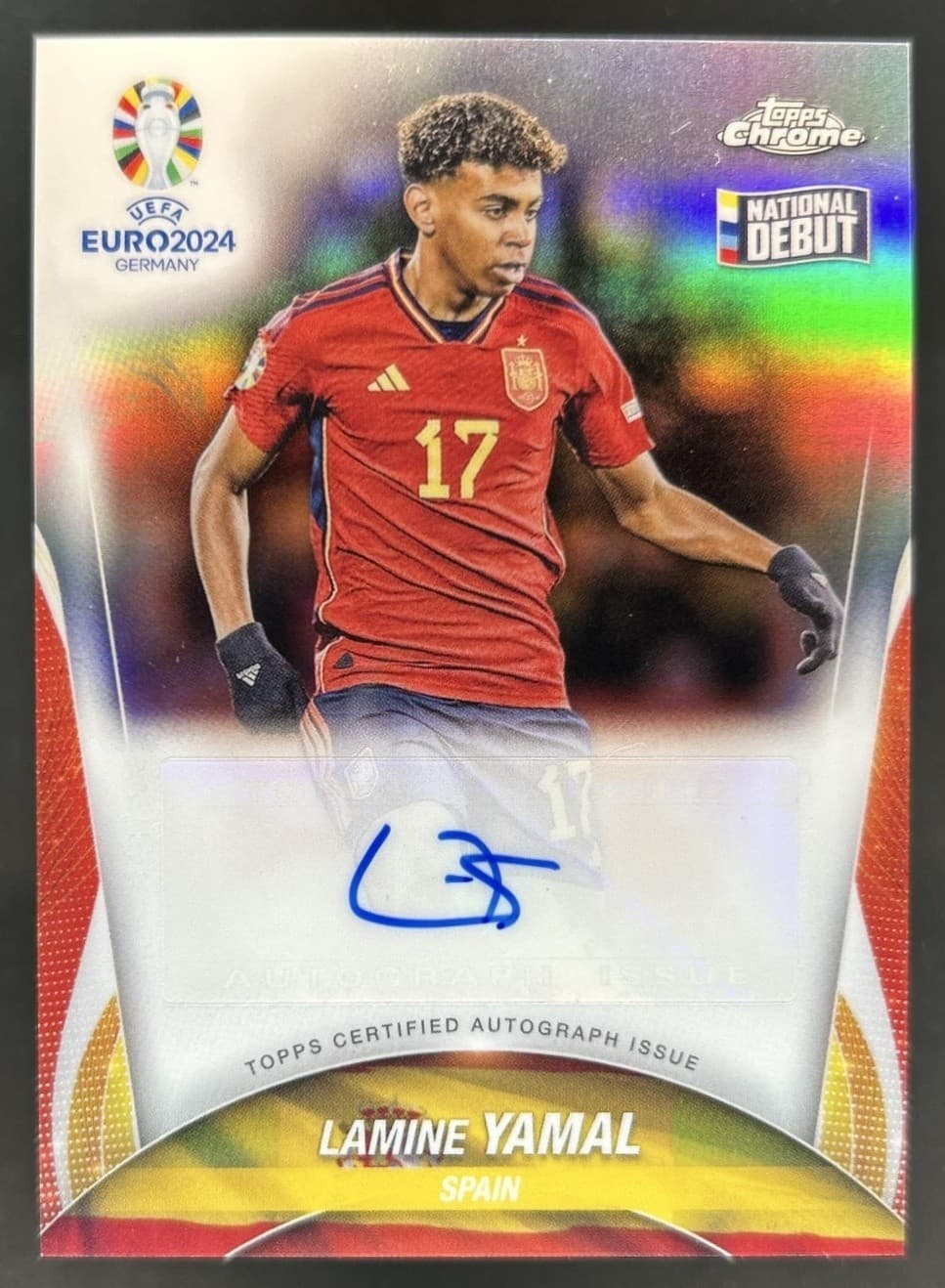 2023-24 Topps Chrome UEFA Euro Lamine Yamal Auto Autograph Refractor #CA-LY