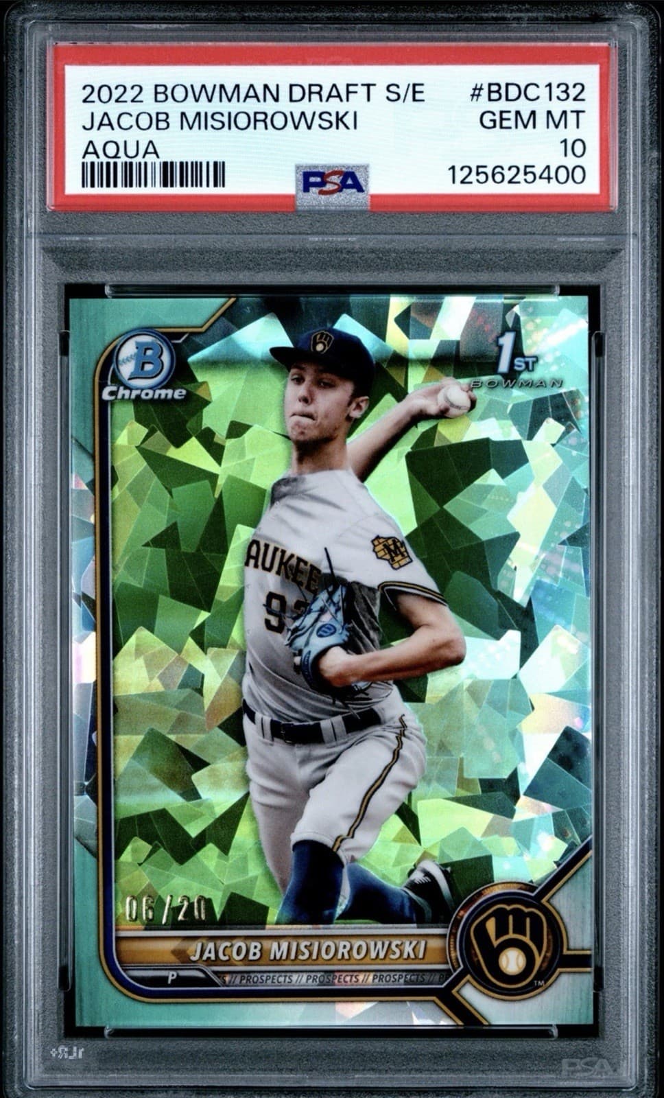 2022 JACOB MISIOROWSKI 1st Bowman Draft Sapphire Aqua /20 SSP RC PSA 10 💎