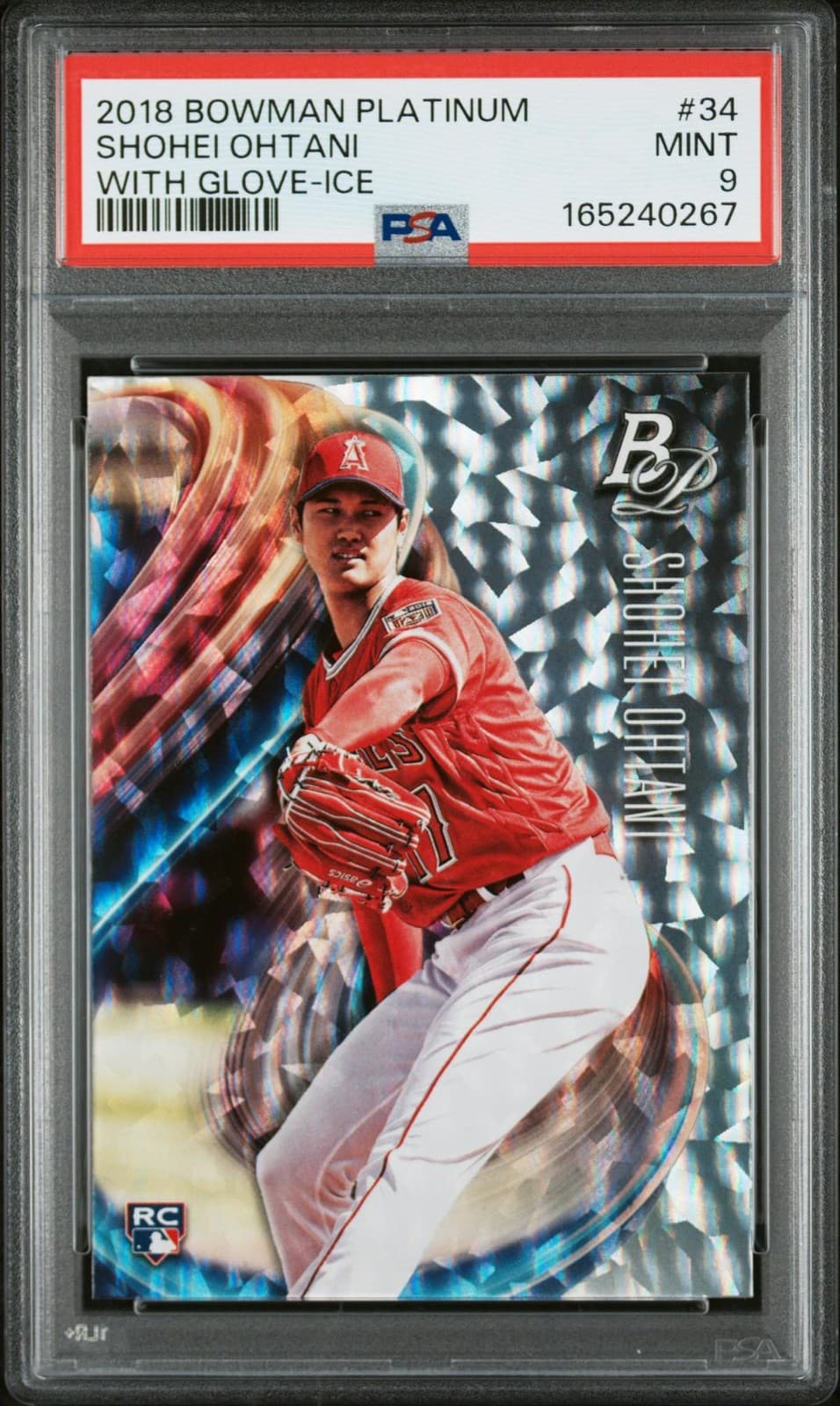 2018 Bowman Platinum Shohei Ohtani Rookie With Glove-Ice #34 PSA 9