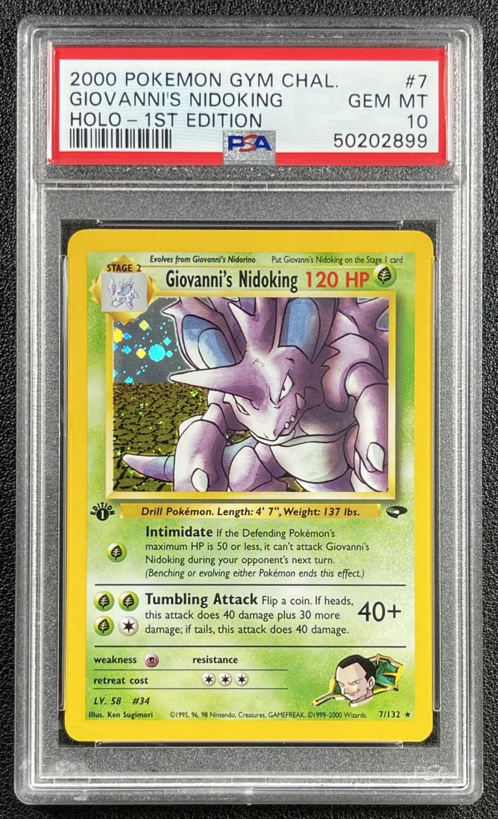 Giovanni'S Nidoking Holo 1st Edition Psa 10 2000 Pokemon Gym Challenge #7/132