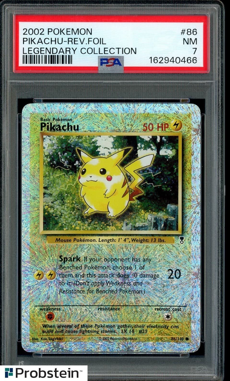2002 Pokemon Legendary Collection #86 Pikachu Reverse Holo Foil PSA 7 NM