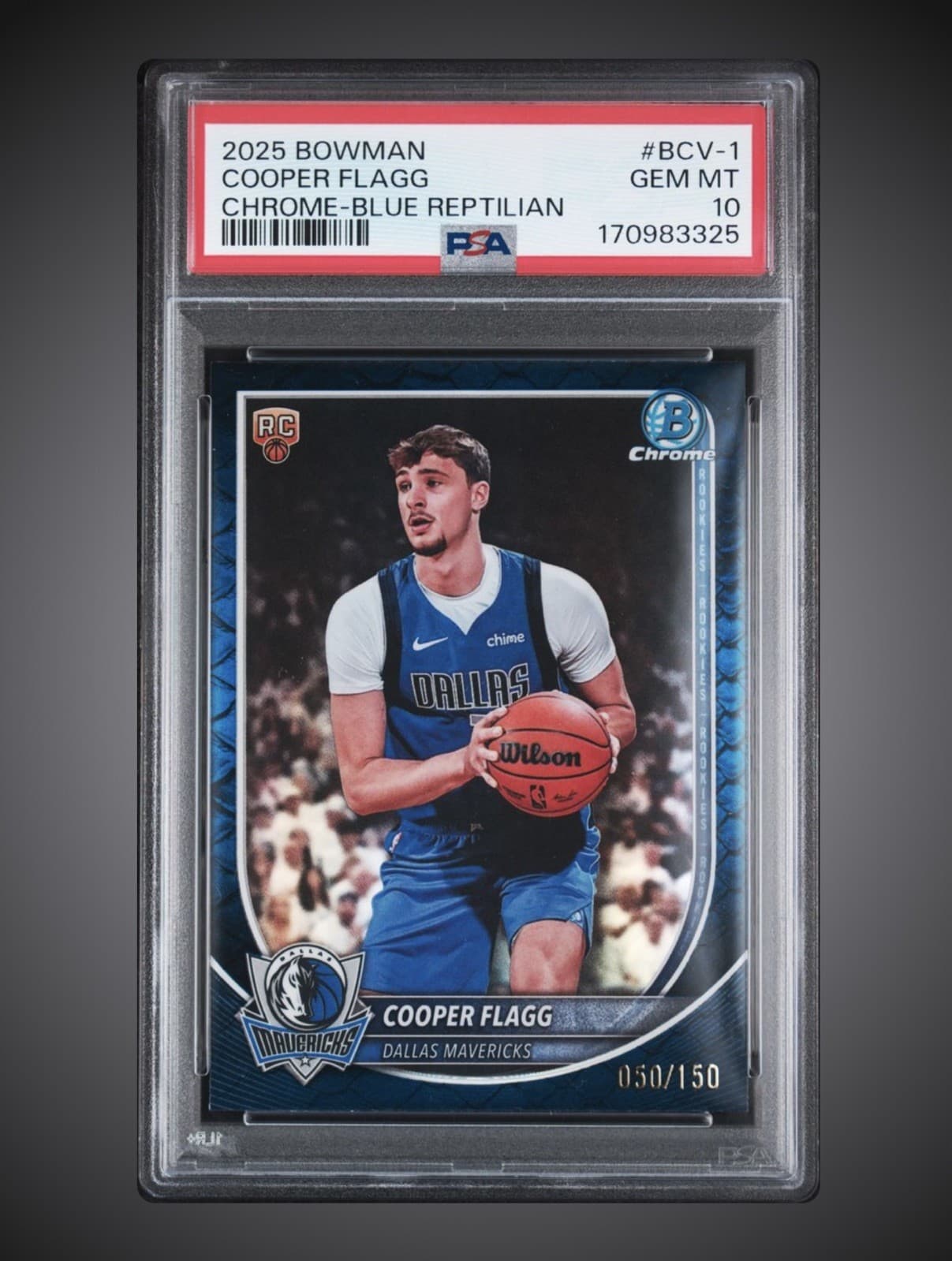 2025 Bowman Cooper Flagg #BCV-1 Blue Reptilian Refractor /150 PSA 10