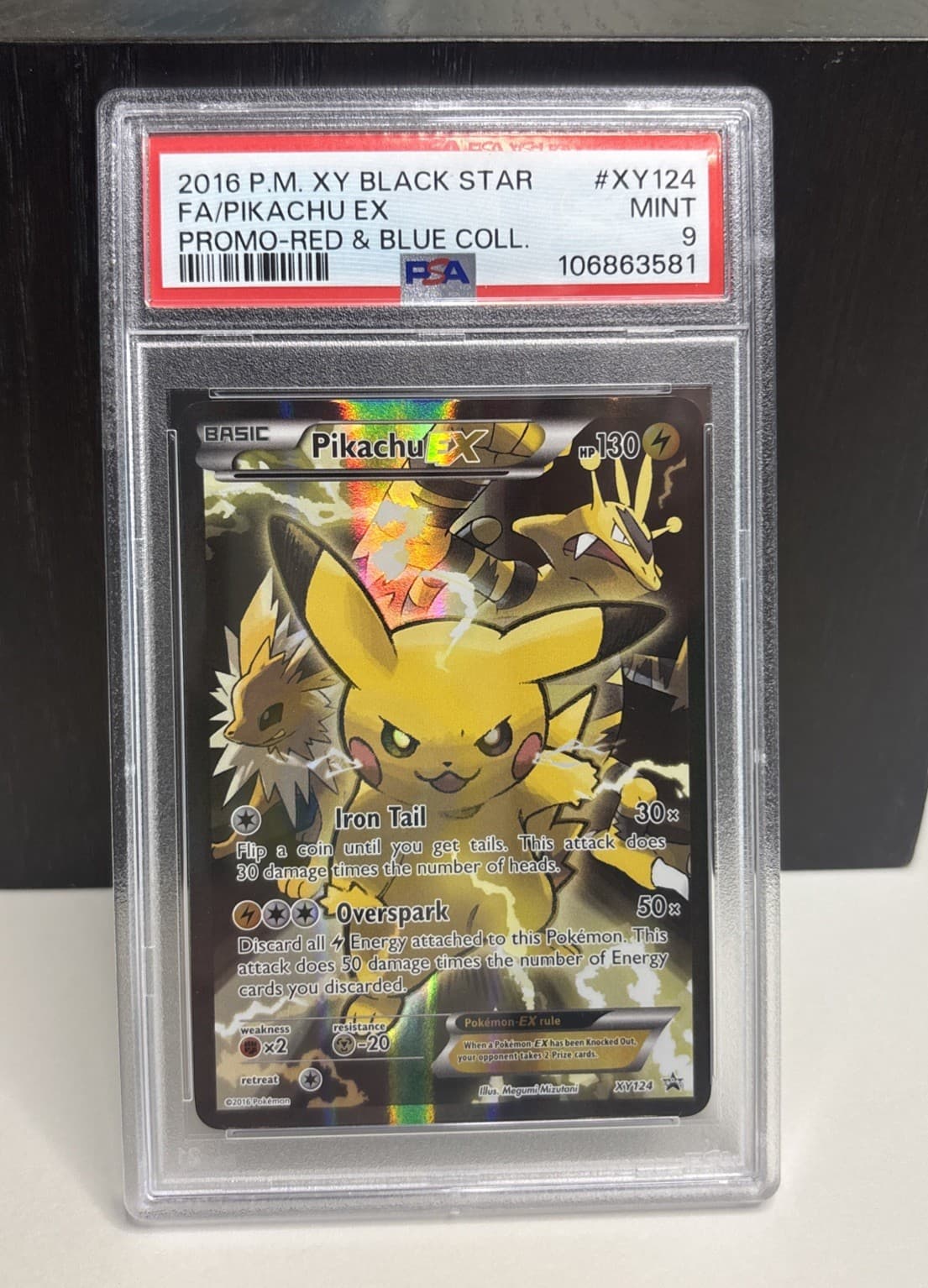 Pikachu EX XY124 PSA 9 2016 Pokemon XY Black Star Promo English Holo