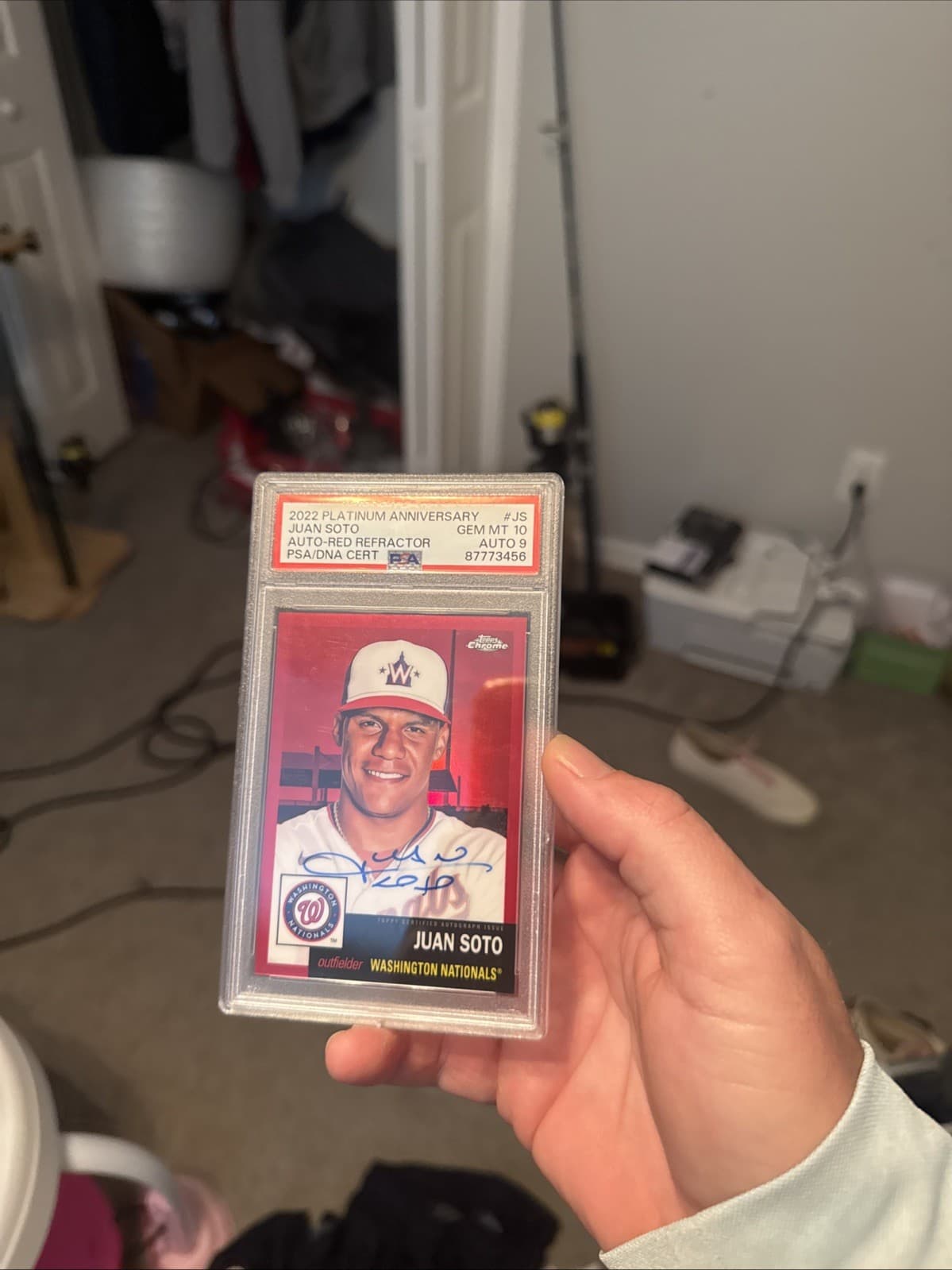 2022 Topps Chrome Platinum Anniversary Juan Soto True Red Auto /5 Psa 10