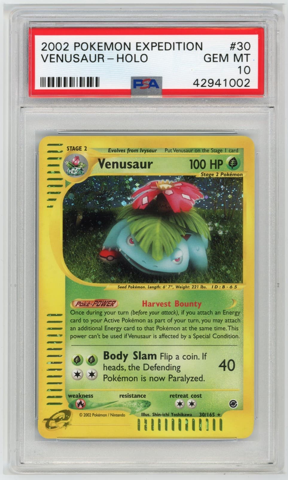 2002 Pokemon Expedition #30 Venusaur-Holo Psa 10