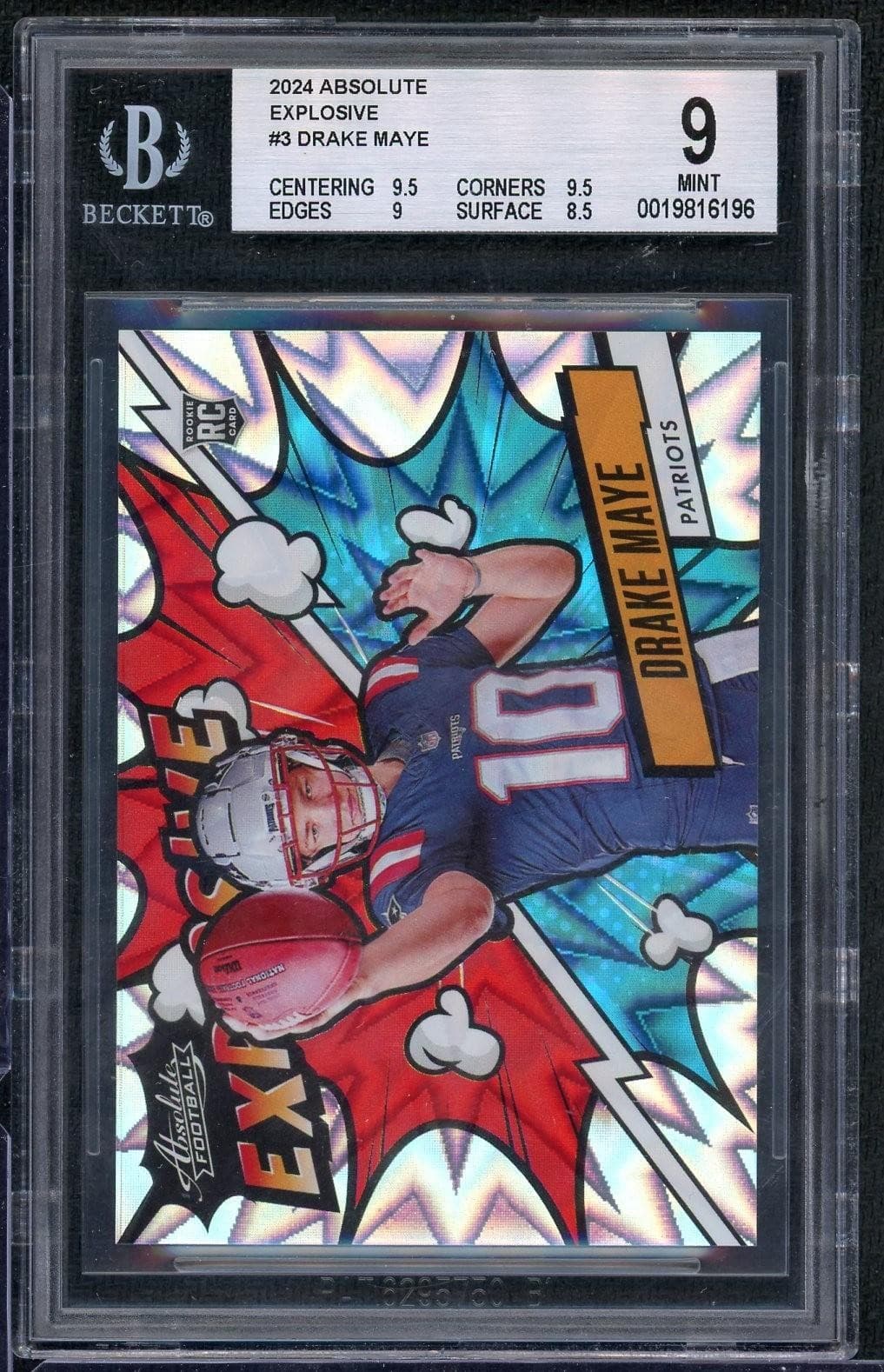 2024 Panini Absolute Drake Maye Explosive Rookie #3 BGS 9