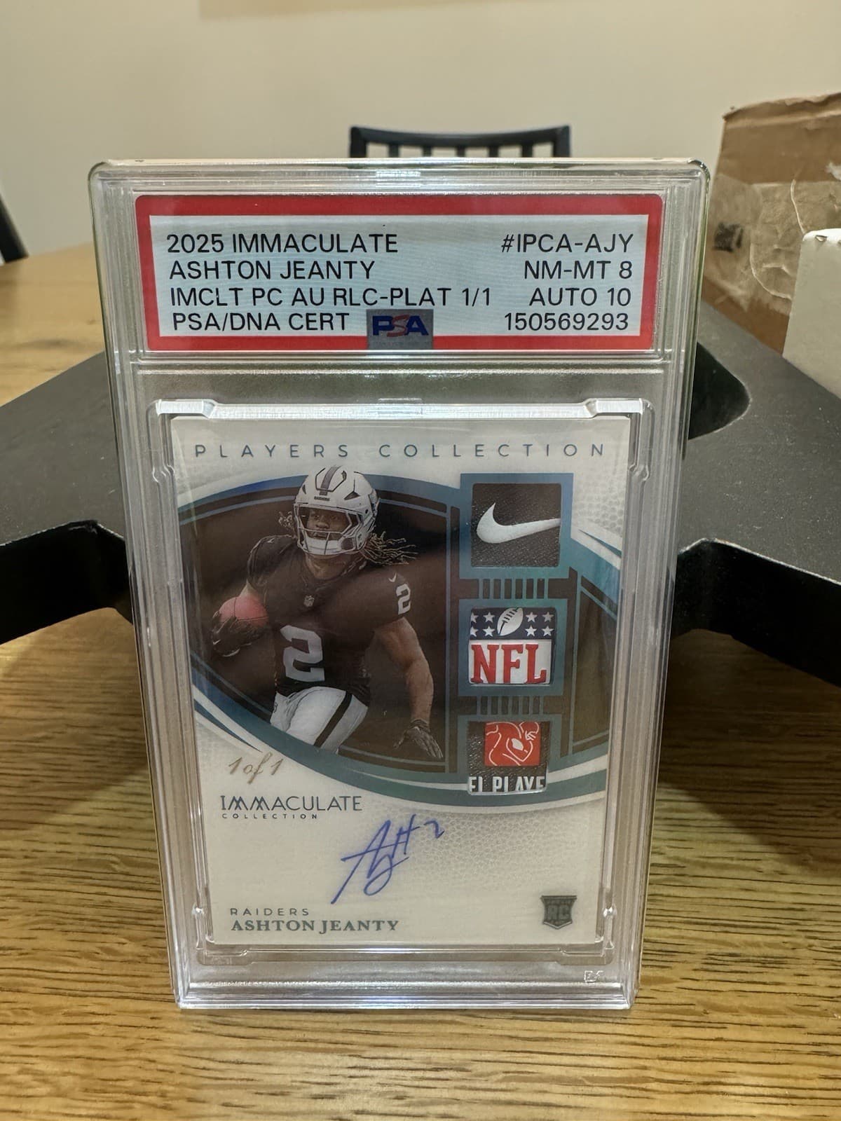 2025 Panini Immaculate Ashton Jeanty Platinum Rookie Auto 1/1 Raiders PSA