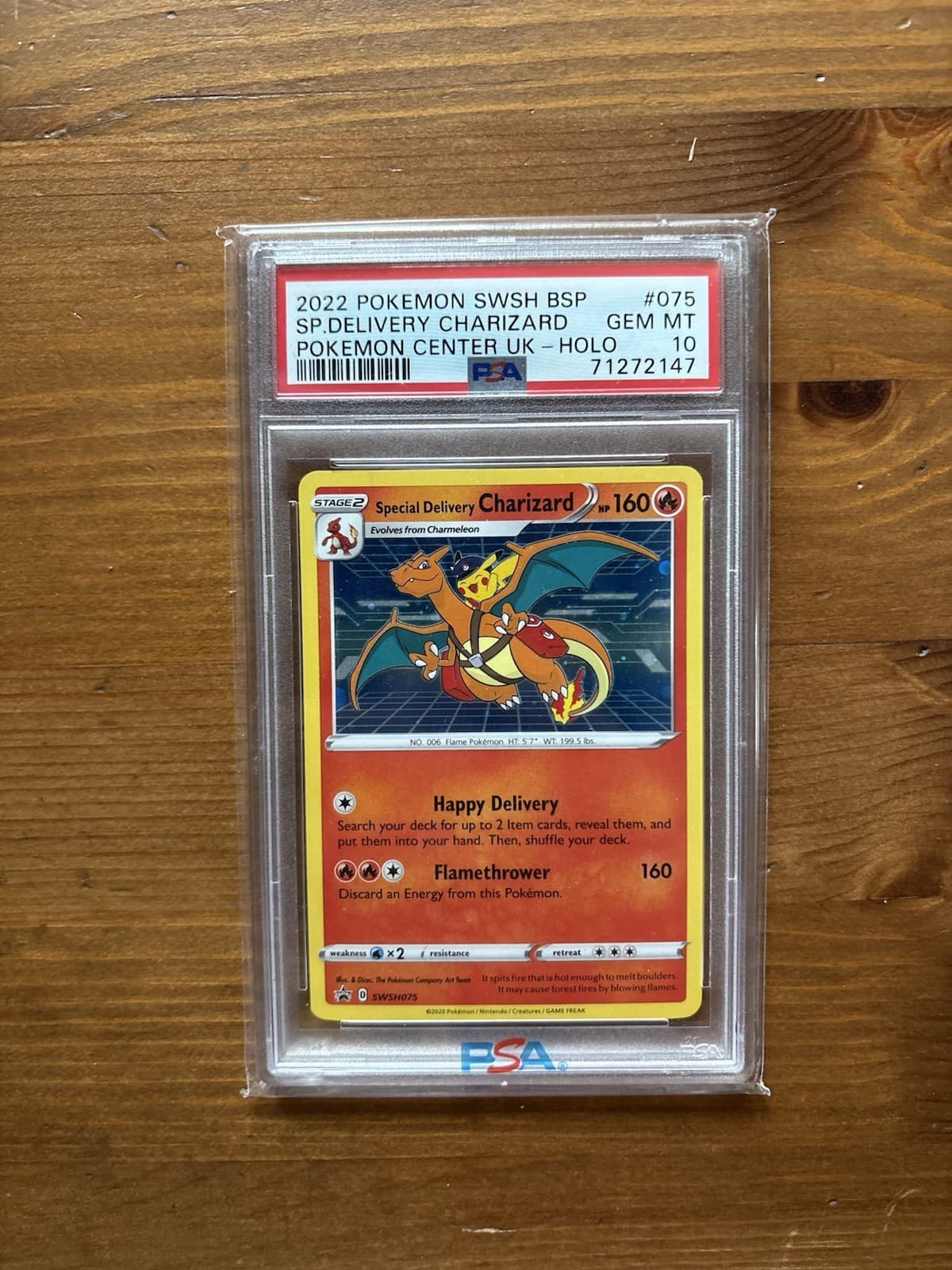 2022 POKEMON SWSH BLACK STAR PROMO #075 SPECIAL DELIVERY CHARIZARD-HOLO PSA 10