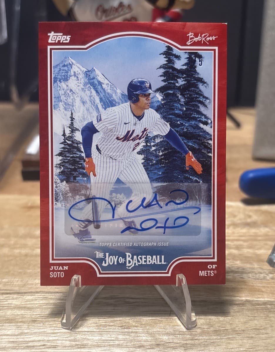 Juan Soto /5 Red Auto 2025 Topps Bob Ross The Joy Of Baseball
